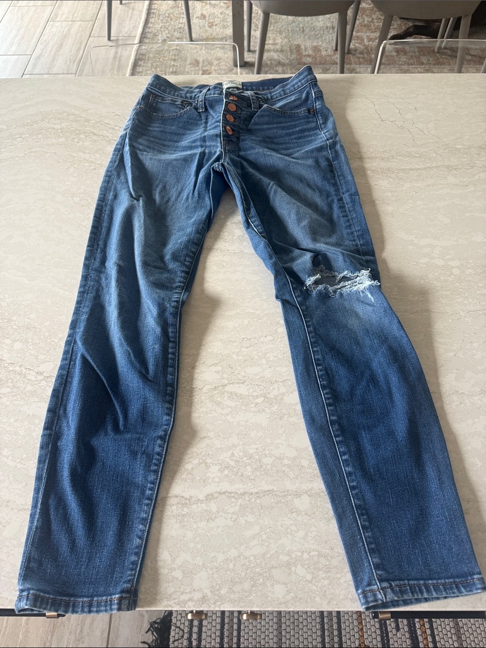 J. Crew Women’s Distressed Blue Jeans - Classic Mid Wash